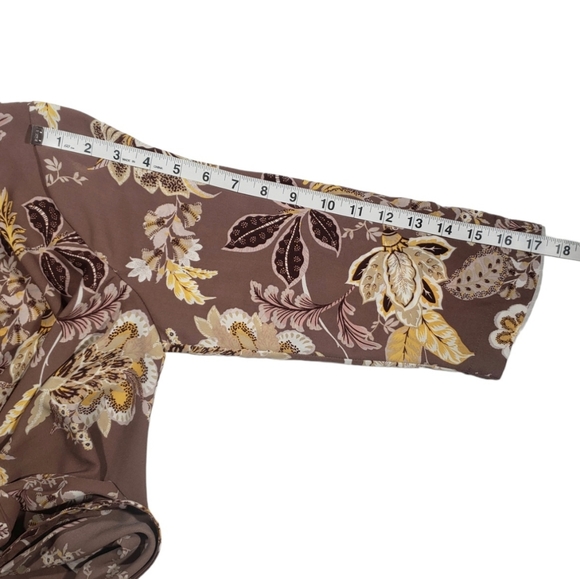 7th Avenue Design Studio NY & Co Floral 3/4 Sleeve Button Up Blouse Size Small - Picture 11 of 12